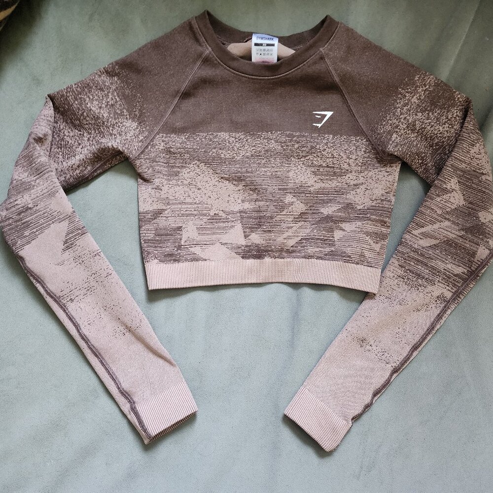 Gymshark Adapt Ombre Crop Top Penny Brown Print XS